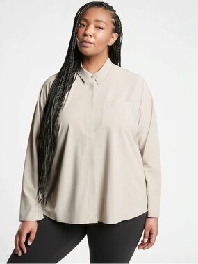 ATHLETA Urbanite Top Beige Work Travel Commute EUC